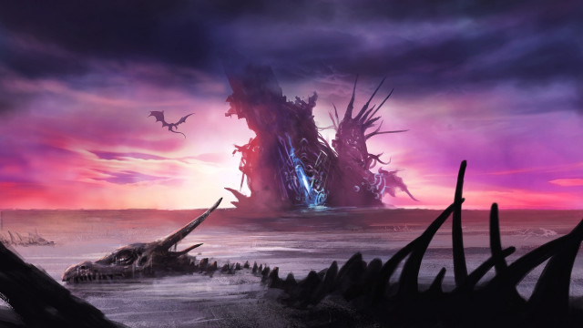 Giant structure desert dragon fantasy free wallpaper - medium preview image