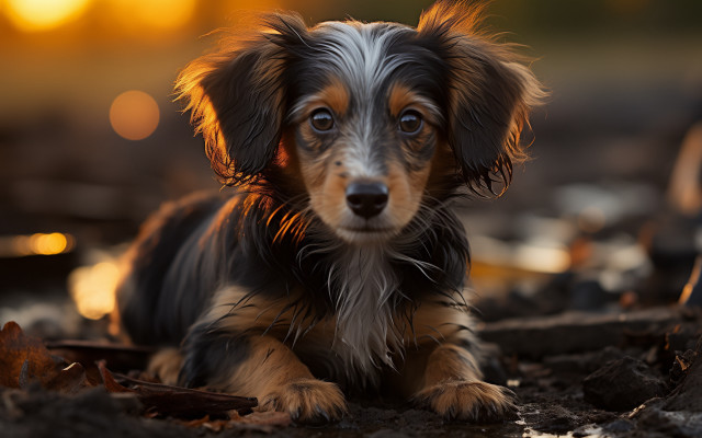 Small dog blurry background photorealism free wallpaper - medium preview image