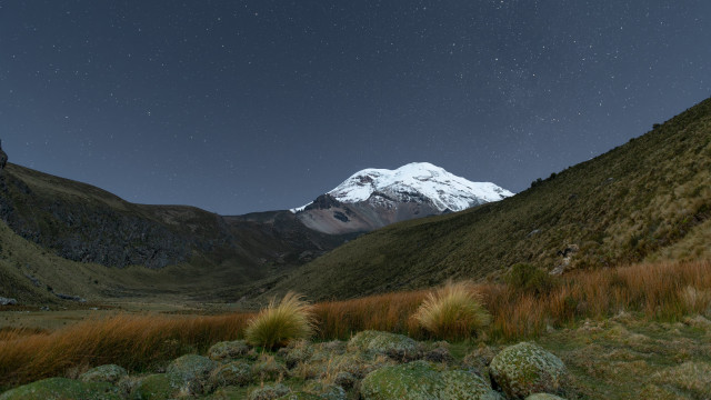 Mountain snow capped peak grass free wallpaper - medium preview image