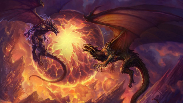 Dragon fight fire ball dark free wallpaper - medium preview image