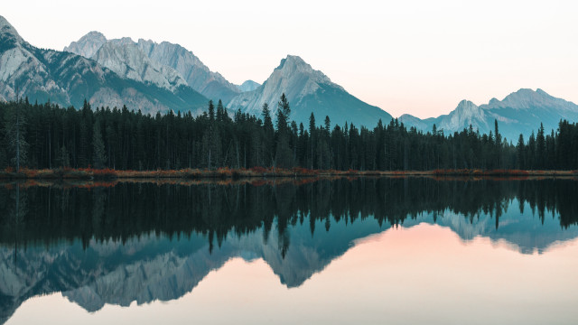 Mountain range reflection lake forest free wallpaper - medium preview image
