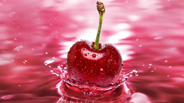 Cherry floating water pink background free wallpaper - medium preview image