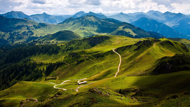 Winding road green mountains clouds #2 free wallpaper - medium preview image