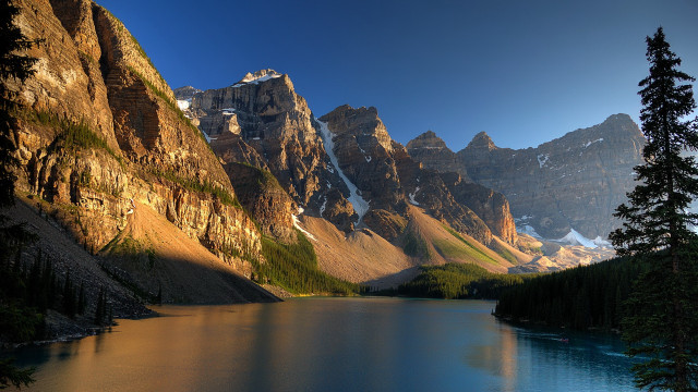 Mountain lake forest snow cloud free wallpaper - medium preview image