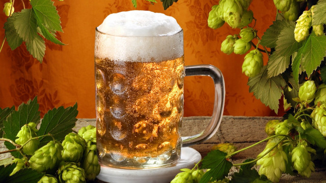 Beer mug hops wall digital free wallpaper - medium preview image