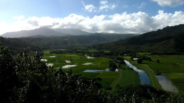 Valley river mountains clouds panorama free wallpaper - medium preview image