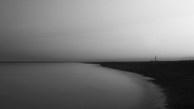 Black white water lighthouse foggy free wallpaper - medium preview image