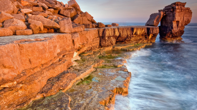 Rocky cliff water formation autumn free wallpaper - medium preview image