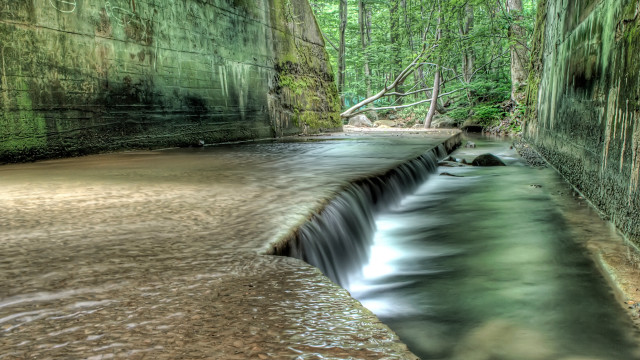 Forest stream mossy wall tiltshift free wallpaper - medium preview image