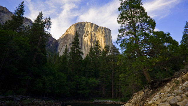Mountain river trees clouds nature free wallpaper - medium preview image