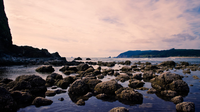 Rocky beach mountain water sky #2 free wallpaper - medium preview image