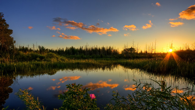 Lake sunset trees clouds autumn #2 free wallpaper - medium preview image