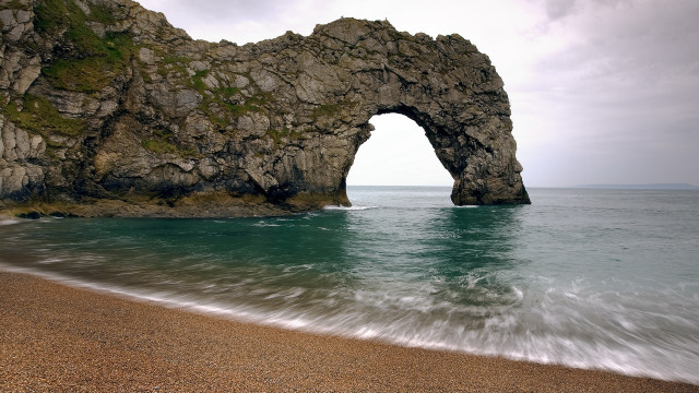 Rock formation ocean beach wave free wallpaper - medium preview image