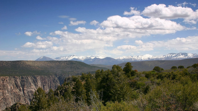 Mountain range trees clouds snow #2 free wallpaper - medium preview image