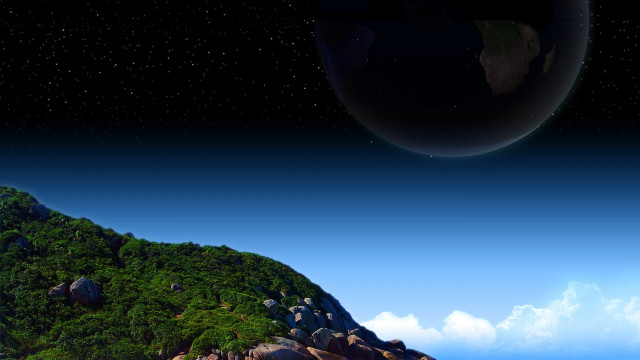 Island moon planet space art free wallpaper - medium preview image