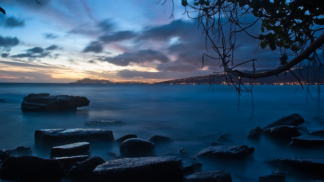 Lake mountains cloudy sky reflection free wallpaper - medium preview image