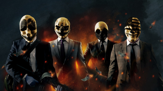 Three men suits masks burning free wallpaper - medium preview image
