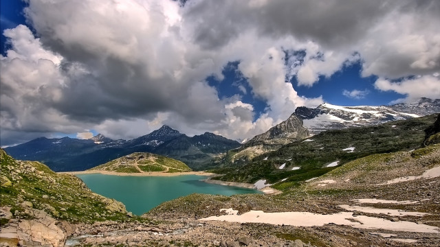 Mountain lake cloudy sky rocks #2 free wallpaper - medium preview image