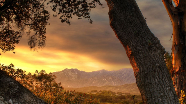 Autumn mountain lake forest sunset free wallpaper - medium preview image