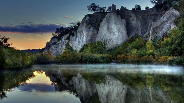Sunset lake mountains trees reflection free wallpaper - medium preview image