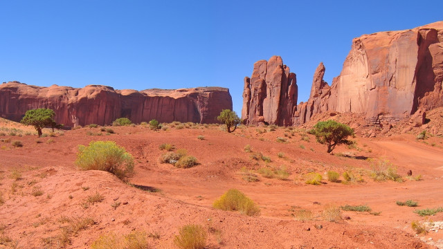 Desert dirt road trees rocks free wallpaper - medium preview image