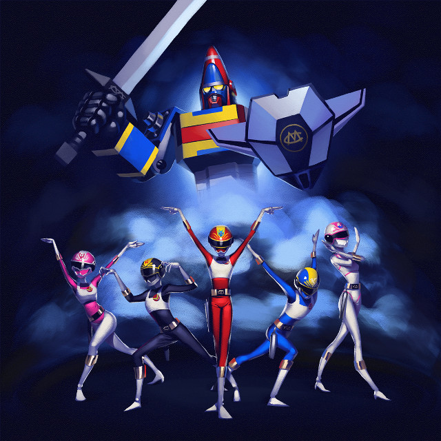 Costumed group robot sword helmet free wallpaper - medium preview image