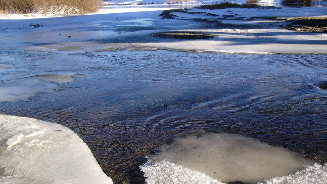 River snow ecological art boat free wallpaper - medium preview image