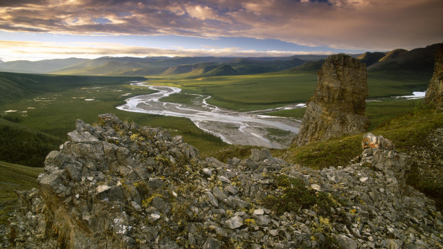 Rocky mountain river forest sunset free wallpaper - medium preview image