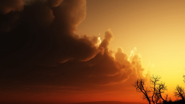 Sunset clouds trees horizon autumn free wallpaper - medium preview image