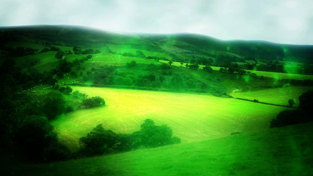 Green landscape hill trees field free wallpaper - medium preview image