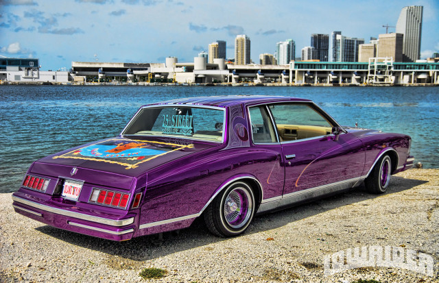 Purple car lake city skyline free wallpaper - medium preview image