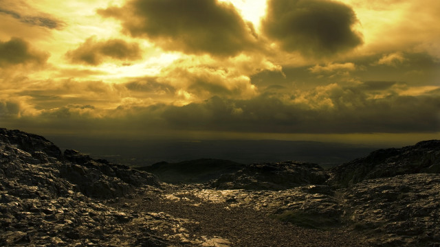 Dirt path mountain cloudy sky free wallpaper - medium preview image