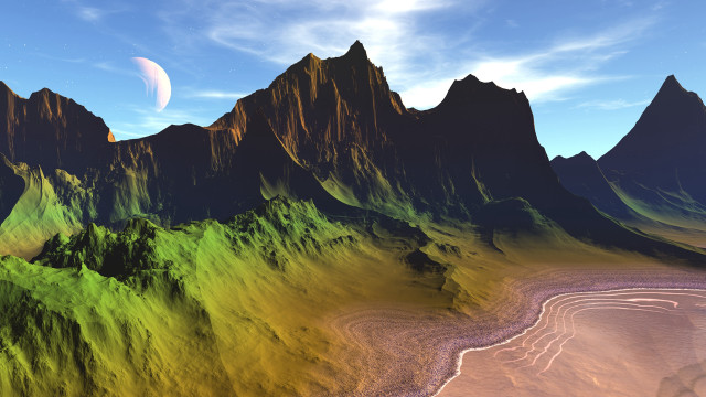Mountain range moon river forest free wallpaper - medium preview image
