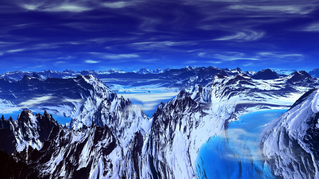 Mountain lake blue sky clouds #3 free wallpaper - medium preview image