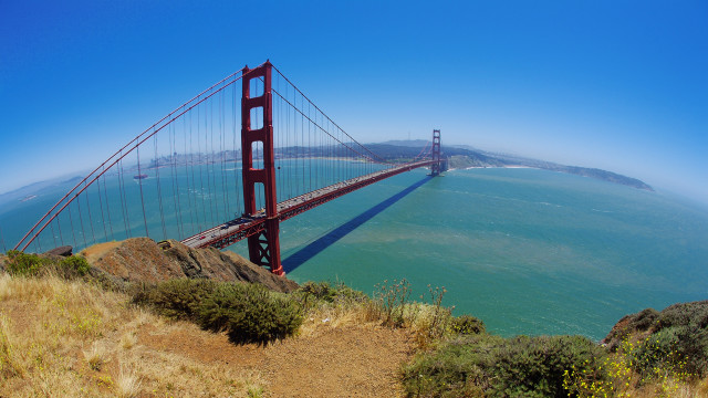 Golden gate bridge hilltop blue free wallpaper - medium preview image