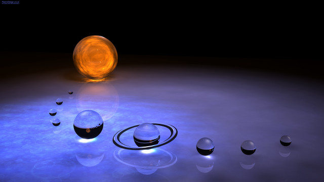 Glowing orange planet moon reflection free wallpaper - medium preview image