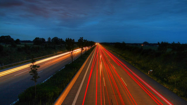 Futuristic highway night lights reflection free wallpaper - medium preview image