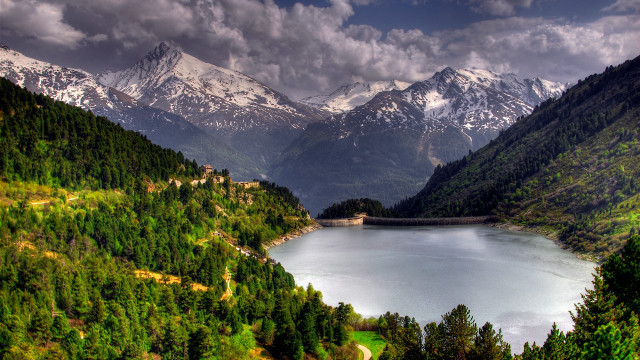 Lake mountains bridge road nature #2 free wallpaper - medium preview image
