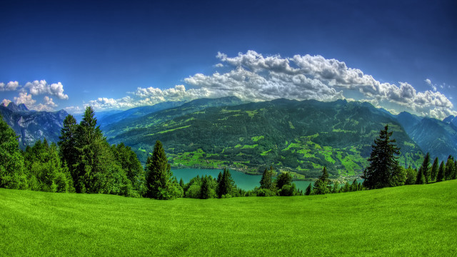 Scenic green valley mountains lake #2 free wallpaper - medium preview image