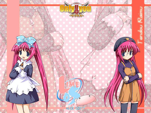 Two pink haired girls blue free wallpaper - medium preview image
