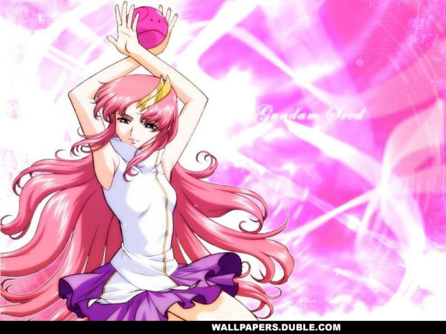 Pink hair girl holding ball free wallpaper - medium preview image