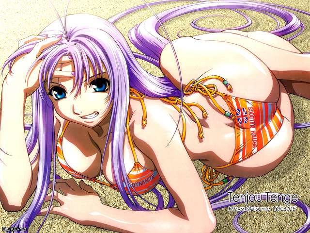 Purple hair bikini woman eizan free wallpaper - medium preview image