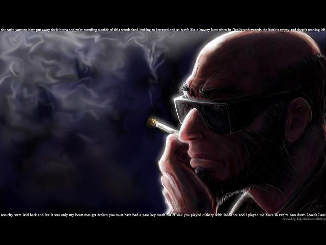 Bald old man smoking celshaded free wallpaper - medium preview image
