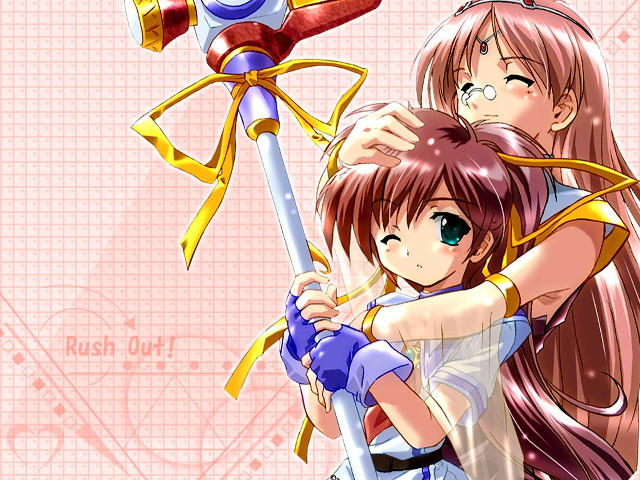 Anime couple hug weapon blush free wallpaper - medium preview image