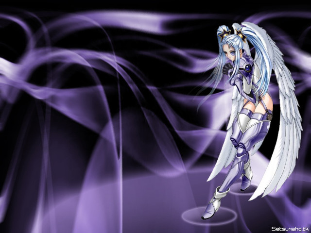 White haired angel wings fantasy free wallpaper - medium preview image