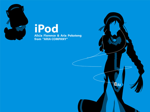 Woman cat blue background ipod free wallpaper - medium preview image