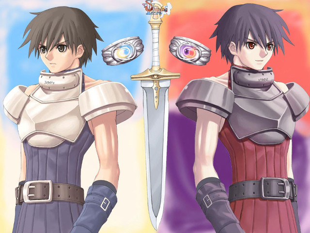 Anime couple swords armor belt free wallpaper - medium preview image