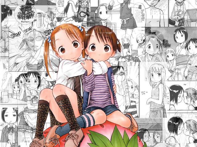 Couple strawberry illustration manga girls free wallpaper - medium preview image