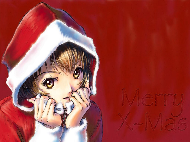 Manga girl santa hat christmas free wallpaper - medium preview image