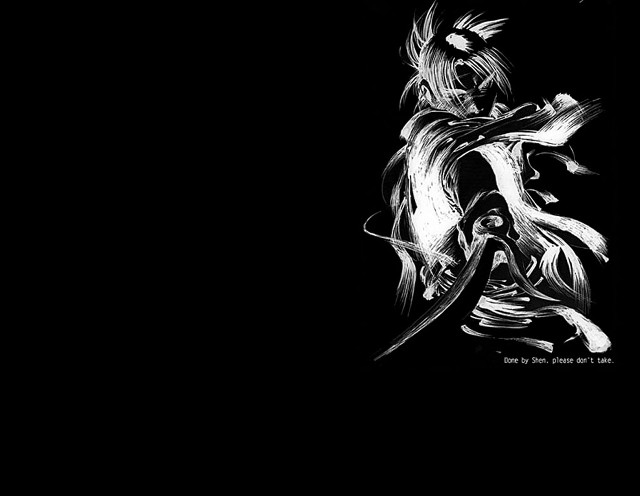Black white person sword demon free wallpaper - medium preview image